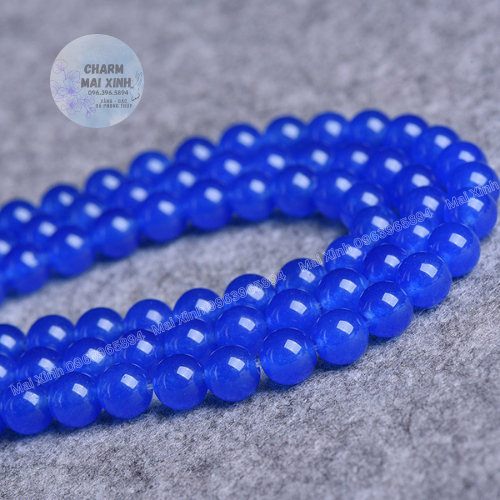 Chuỗi Hạt Đá Mã Não Trong Màu Xanh Coban - 6mm,8mm,10mm - Xâu Mix Vòng Nam Nữ - Phụ KIện Trang Sức Phong Thủy Nam, Nữ