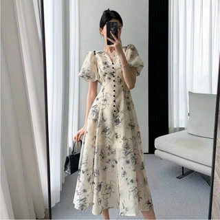 ĐẦM XOÈ HOA ĐEN TRẮNG