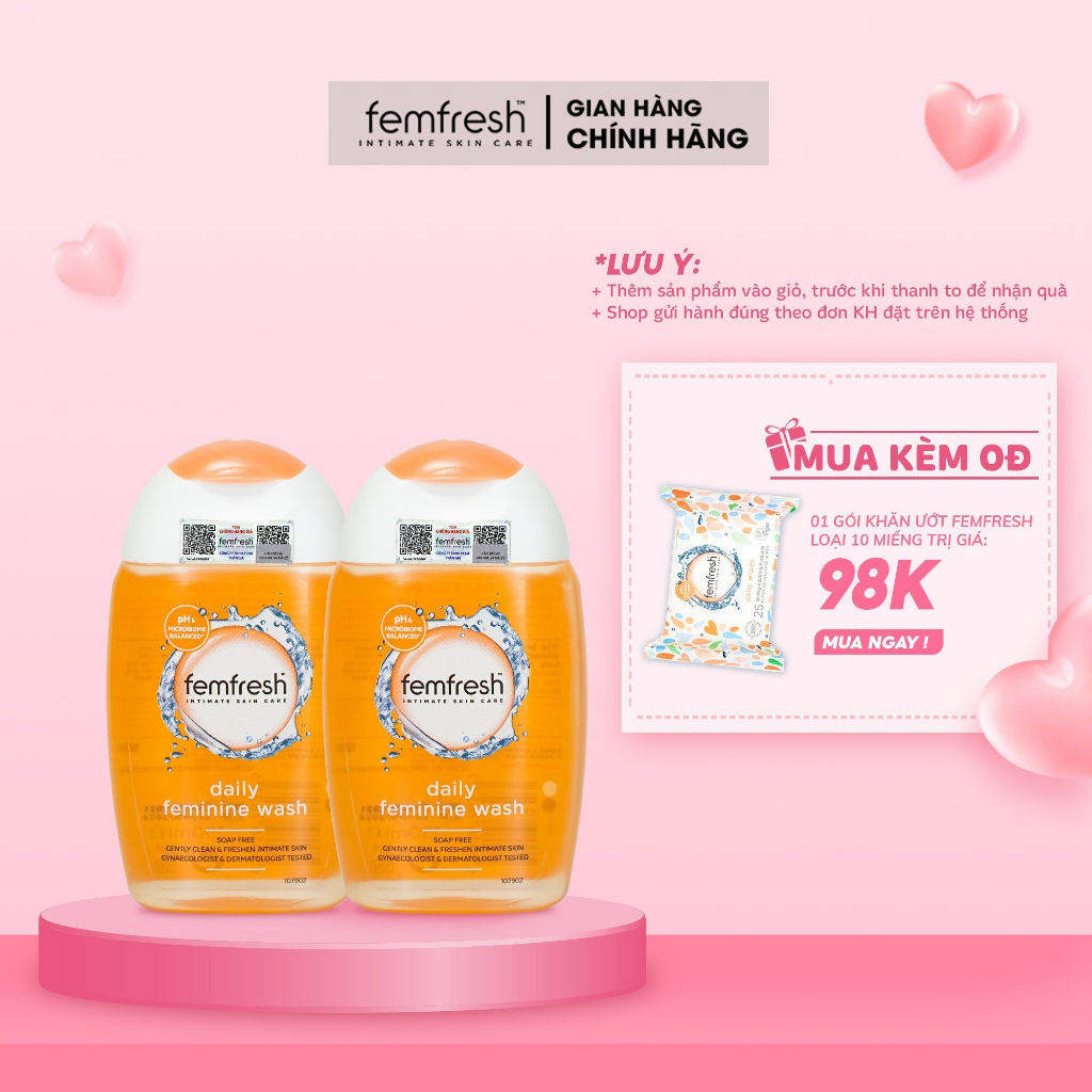 Combo 2 Dung Dịch Vệ Sinh Phụ Nữ Làm Sạch Vùng Kín Fremfresh Daily Intimate Wash 150ml