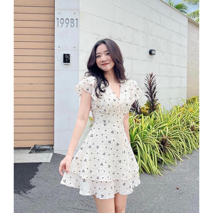 Đầm Công Chúa Hoa Nhí Phối Tay Cánh Tiên Cực Điệu - Thiết Kế Bo Eo Cực Sexy Va05 Tt