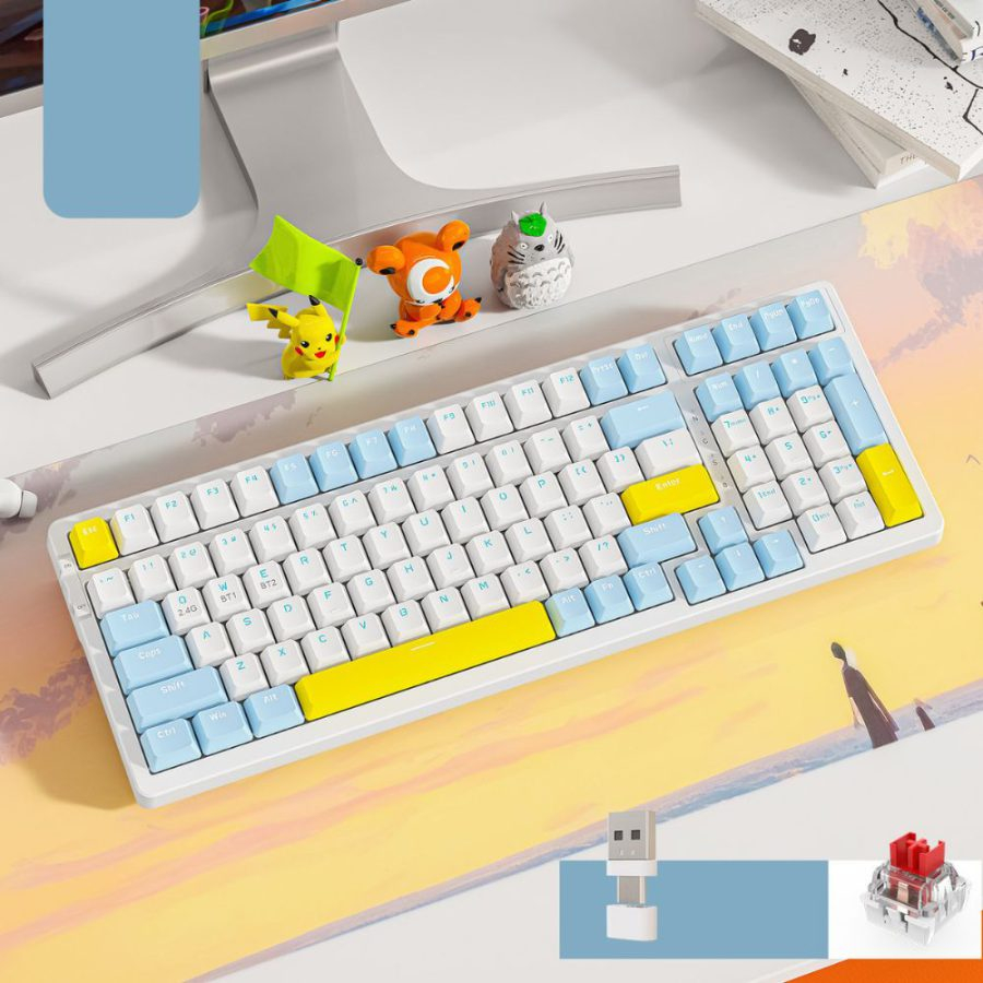 Bàn phím cơ  Red Switch K96 KHÔNG DÂY kết nối bằng USB 2.4G và Bluetooth 5.0 có hotswap dành cho game thủ siêu hot-HT