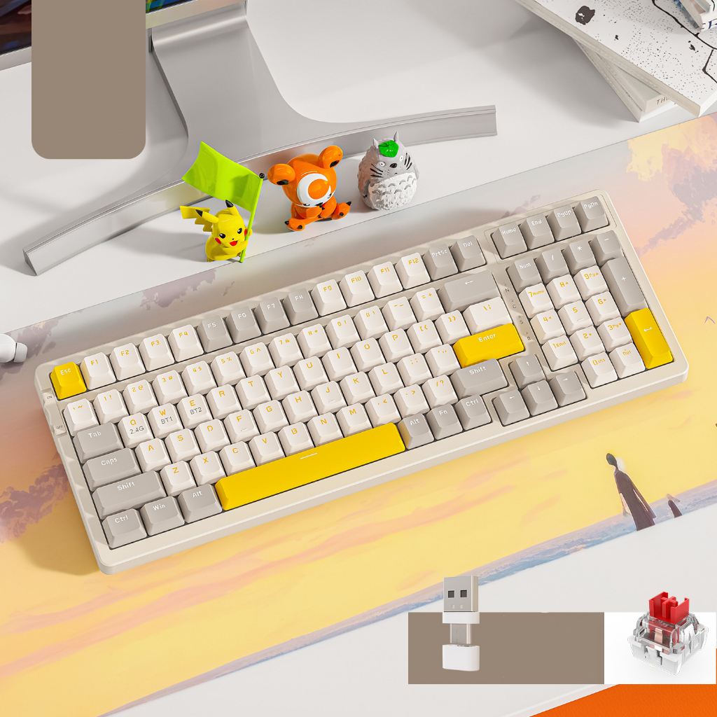 Bàn phím cơ  Red Switch K96 KHÔNG DÂY kết nối bằng USB 2.4G và Bluetooth 5.0 có hotswap dành cho game thủ siêu hot-HT