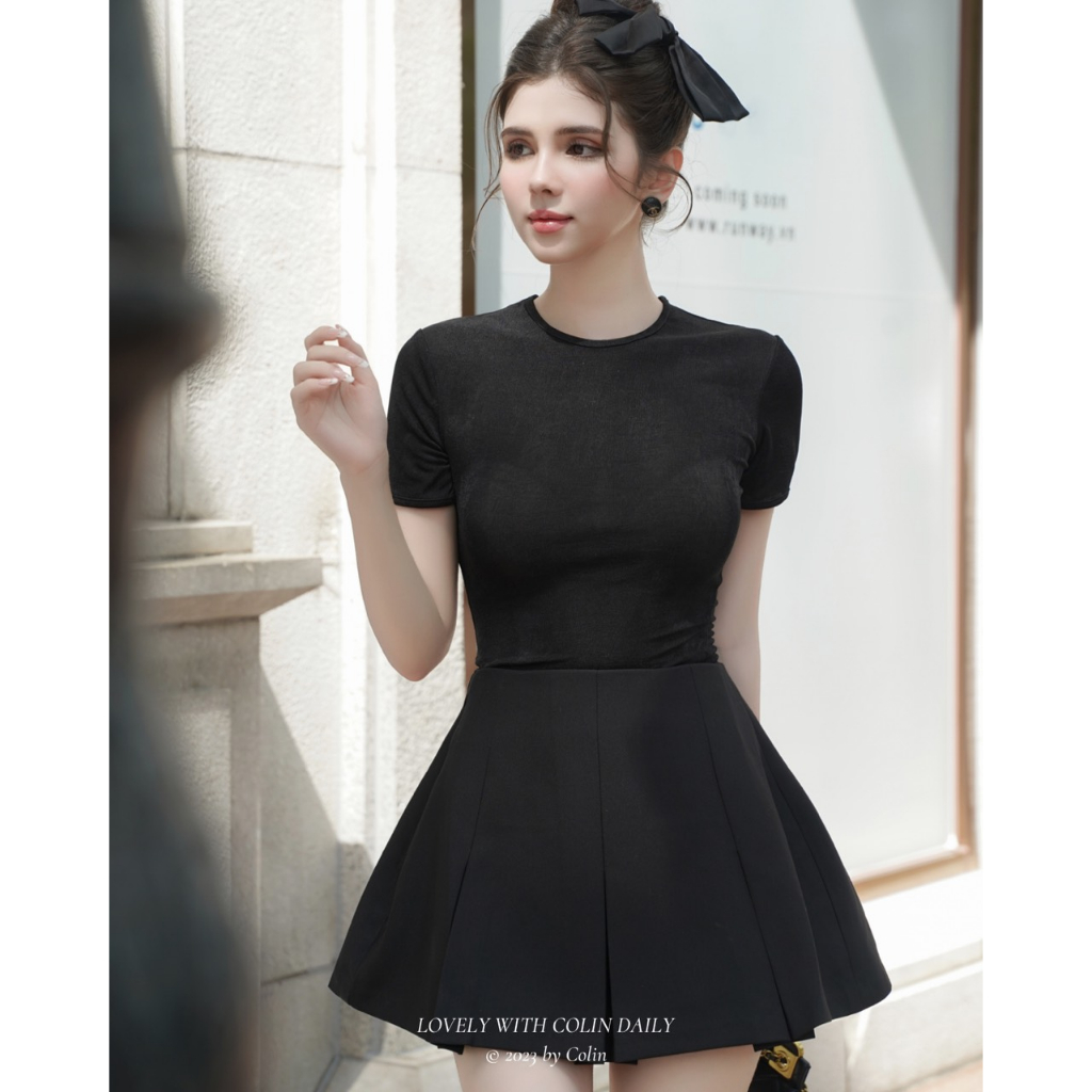 Áo thun trơn nữ basic dáng ôm tay ngắn