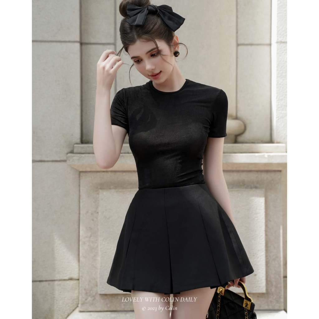 Áo thun trơn nữ basic dáng ôm tay ngắn