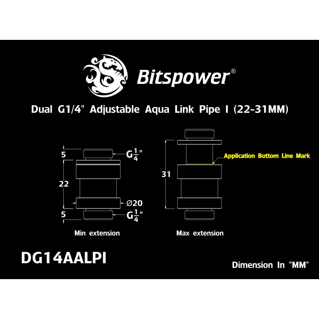 BITSPOWER FITTING LIÊN KẾT CÓ THỂ ĐIỀU CHỈNH 22-31MM