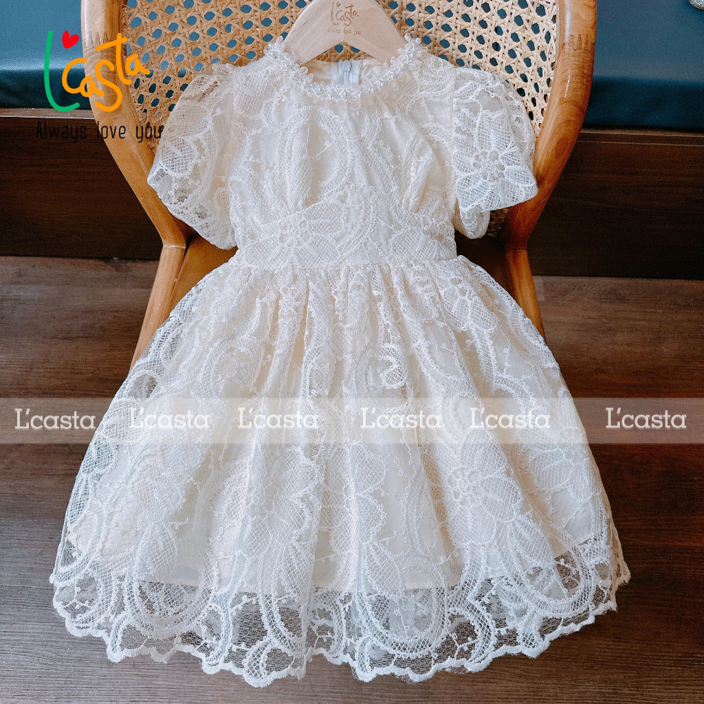 Đầm công chúa ren cổ đá cho bé gái từ 1 đến 8 tuổi L'Casta V0062-Cata Dress
