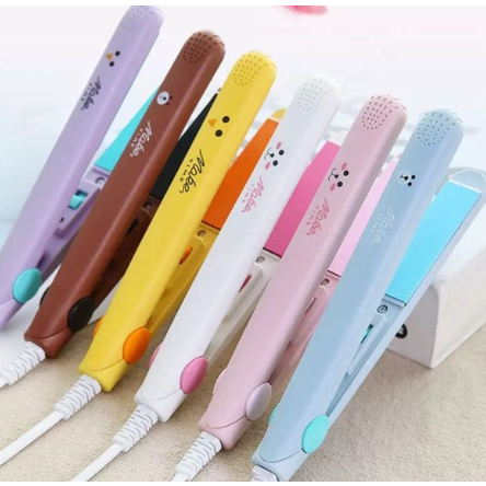 Máy kẹp - duỗi tóc mini hình thú có hộp nhựa đựng màu pastel xinh xắn