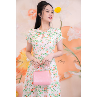 Đầm Xoè Ranri 2833 Lụa hoa mango giá tốt váy Lucy