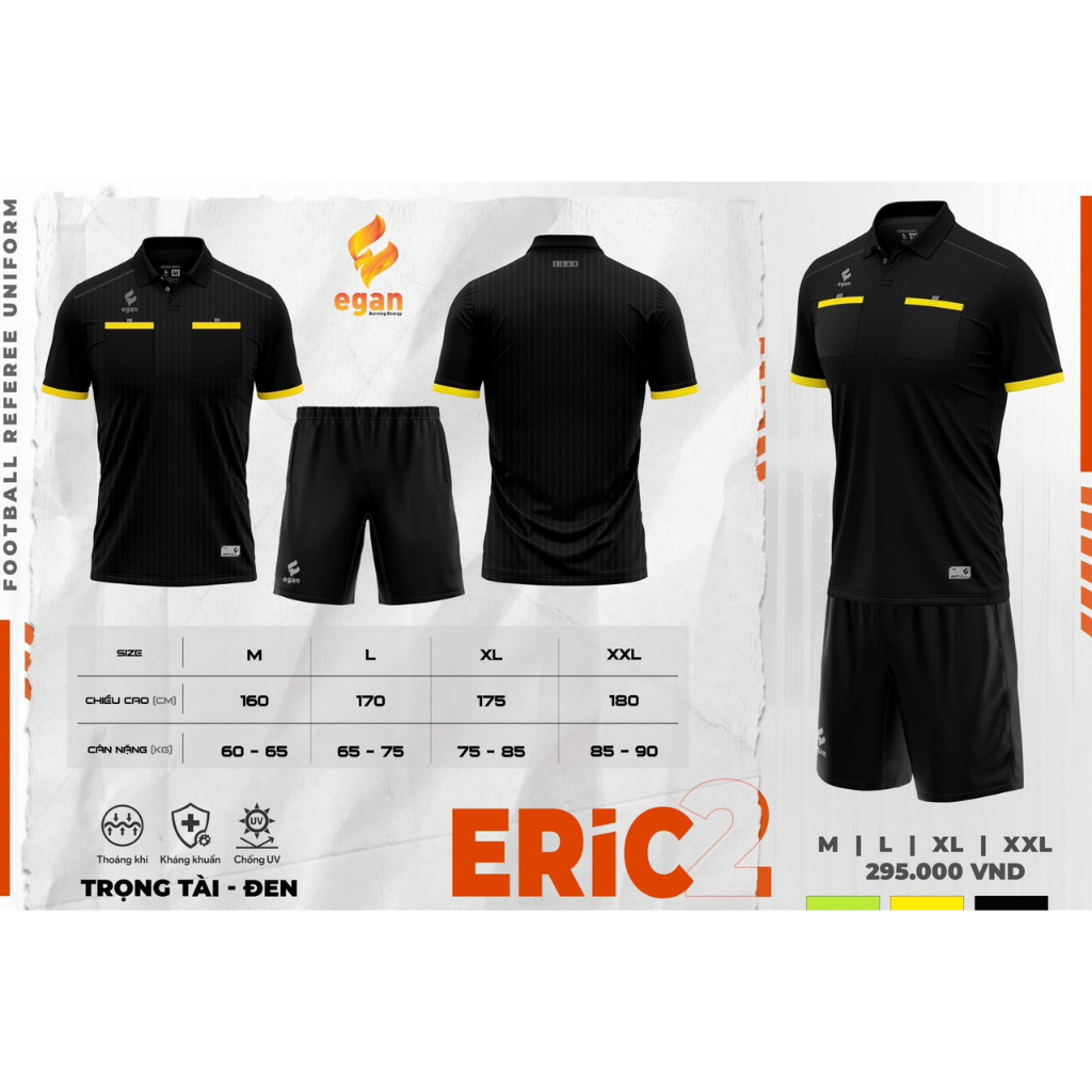 Quần áo trọng tài bóng đá kiểu dáng polo vải cao cấp thoáng mát