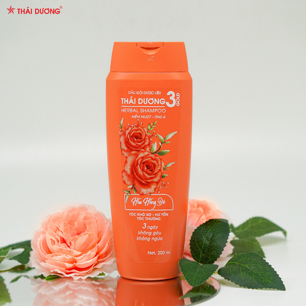 Dầu gội dược liệu Thái Dương 3 Gold Hoa Hồng Đỏ chai 200ml - Sao Thái Dương