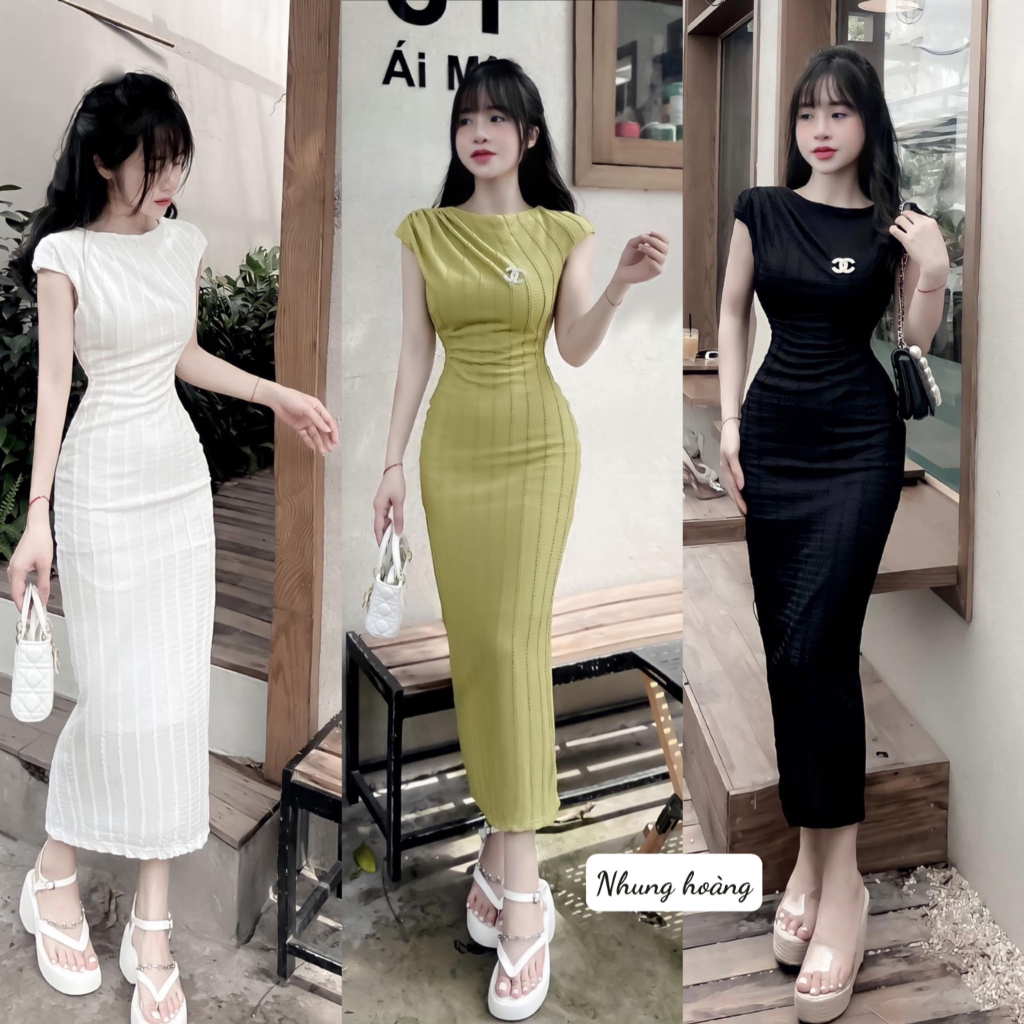 Váy body pha ren thiết có đệm vai tôn dáng cực đỉnh dành cho nữ mặc đi hẹn hò xinh đẹp - Thời Trang Bảo Trang - Nh7.11