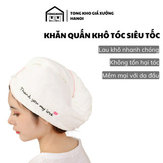 Khăn quấn ủ tóc lau khô siêu tốc, khăn lau khô tóc có nút cài