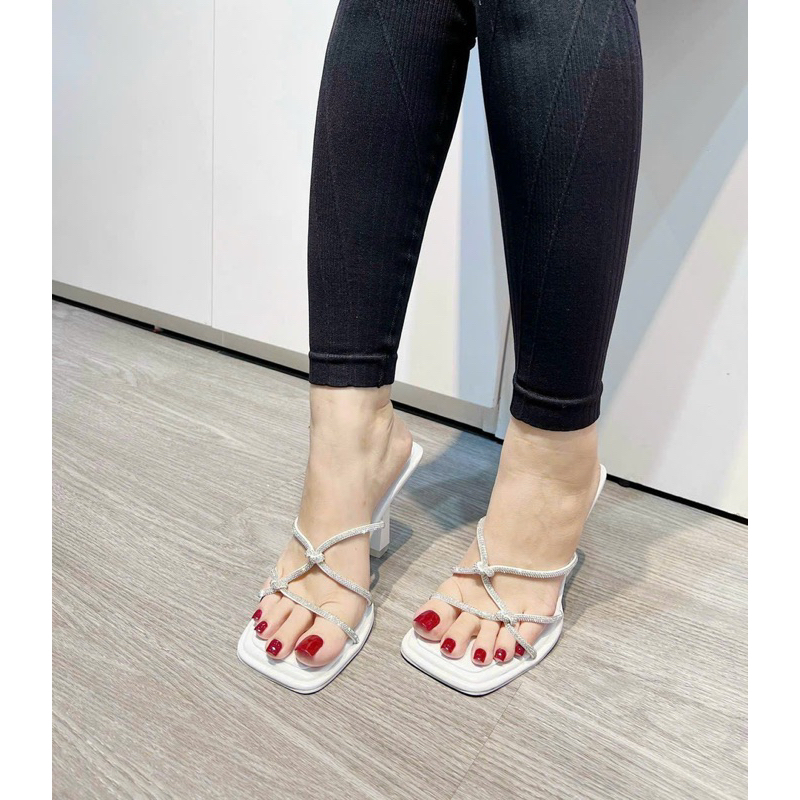 Giày cao gót phom đúp 10cm mẫu mới sandal dây quai thắt xoàn chéo caro, Dép guốc xăng đan đế cao siêu xinh mới hót 2023