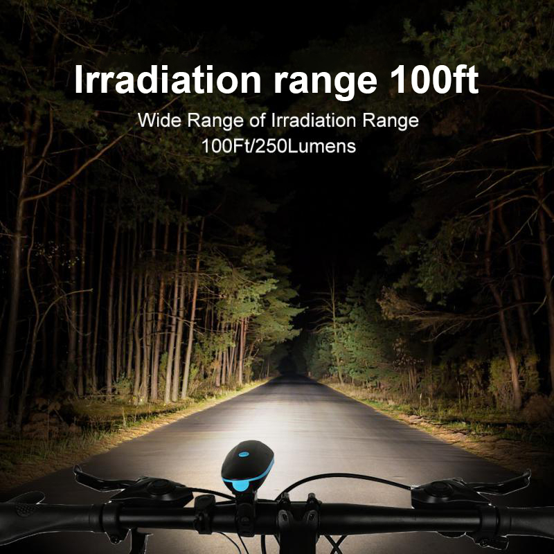 Đèn xe đạp có còi pin sạc usb đèn pha Led T6 chống nước, đèn xe đạp thể thao đèn trước đèn pha xe đạp siêu sáng 5 chế độ