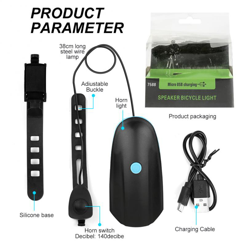 Đèn xe đạp có còi pin sạc usb đèn pha Led T6 chống nước, đèn xe đạp thể thao đèn trước đèn pha xe đạp siêu sáng 5 chế độ