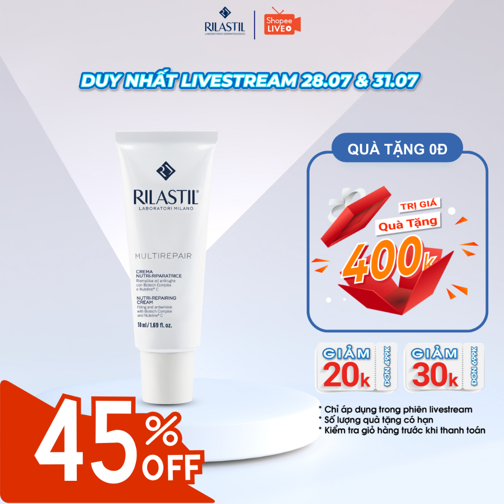 Kem dưỡng dành cho da lão hóa sớm Rilastil Multirepair Nutri Repairing Cream 50 ml