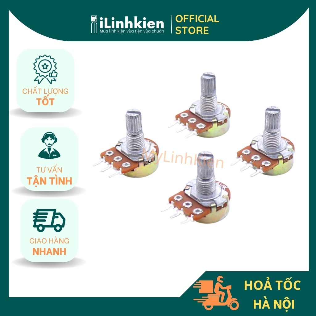 Chiết áp đơn WH148 15mm đầy đủ giá trị.