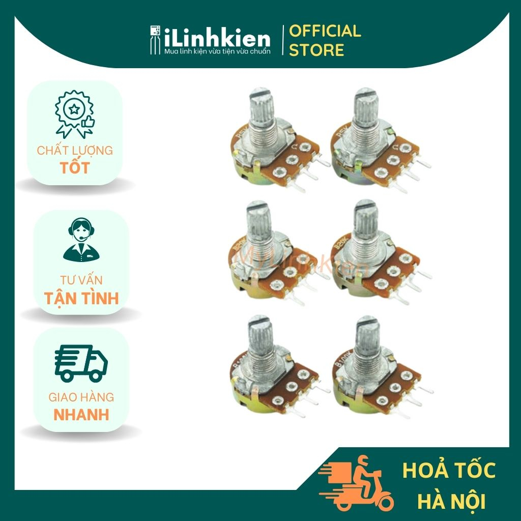 Chiết áp đơn WH148 15mm đầy đủ giá trị.