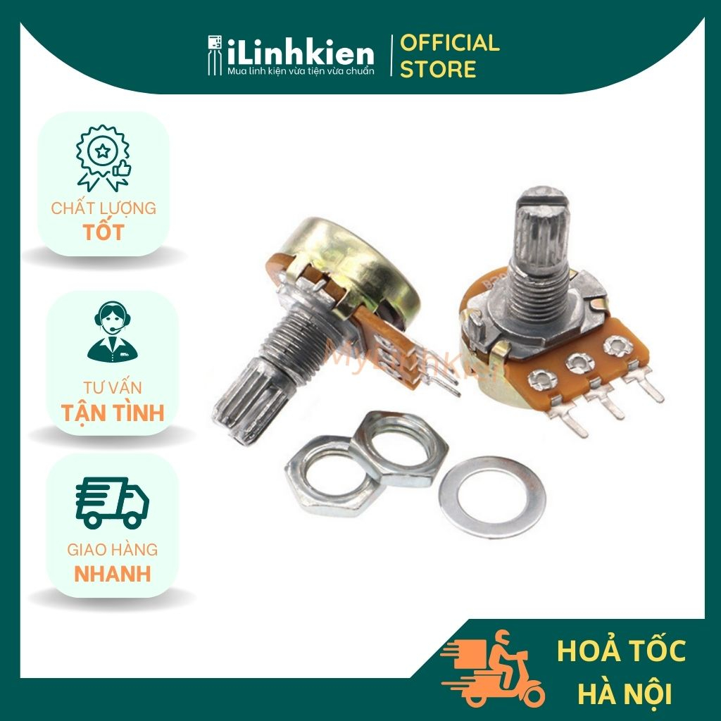 Chiết áp đơn WH148 15mm đầy đủ giá trị.