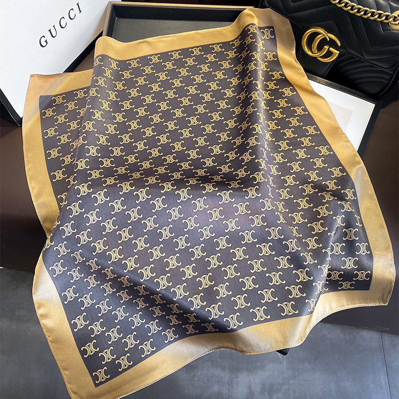 Khăn lụa vuông họa tiết thuyền xanh badana KLD-069 70x70cm THYTHY STORE