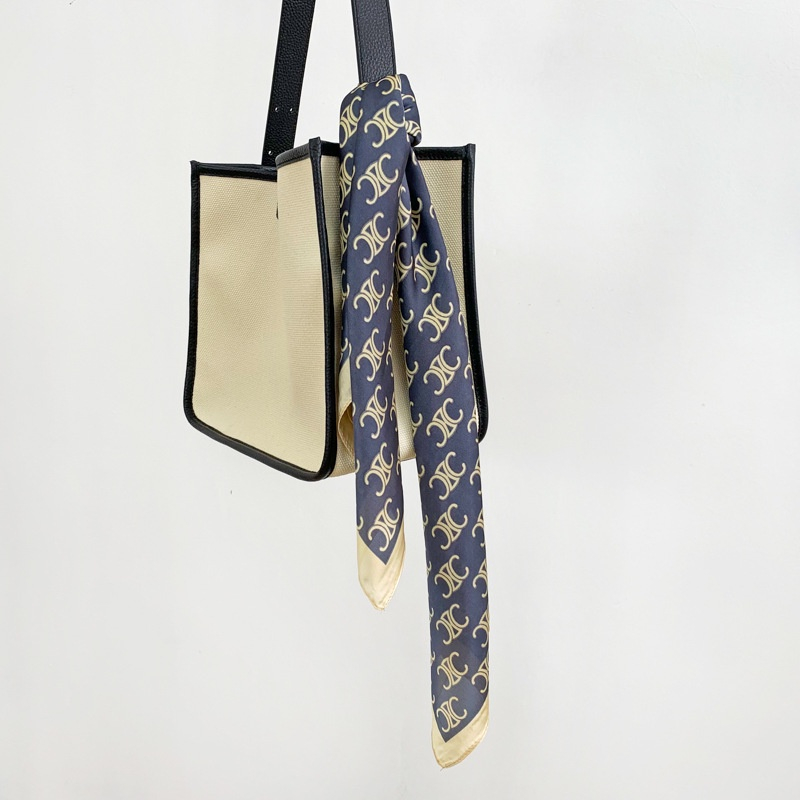 Khăn lụa vuông họa tiết thuyền xanh badana KLD-069 70x70cm THYTHY STORE