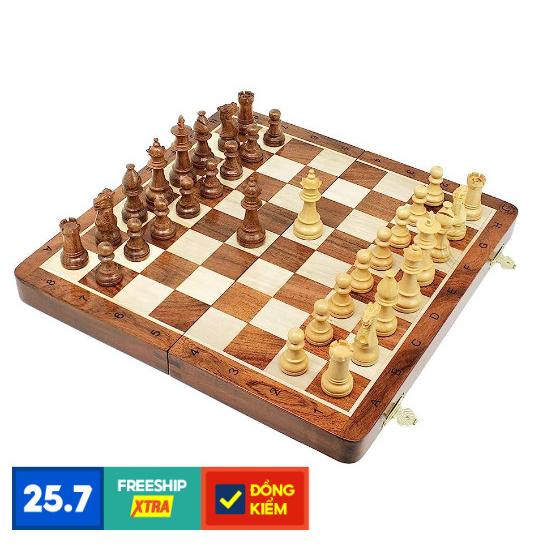 Cờ vua nam châm gỗ sồi siêu bền đẹp size 29cm x 29cm