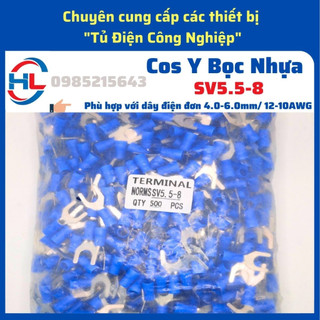 [500 Chiếc] Đầu cos chữ y sv5.5-8, cosy, y5.5-8, sv5.5-8, cos y bọc nhựa, cos y trần, snb5.5-8, cos chẻ, cos càng cua.
