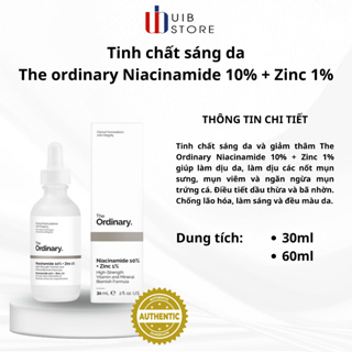 (Hàng Auth,có bill) Tinh chất sáng da The ordinary Niacinamide 10% + Zinc 1% (30 ml)