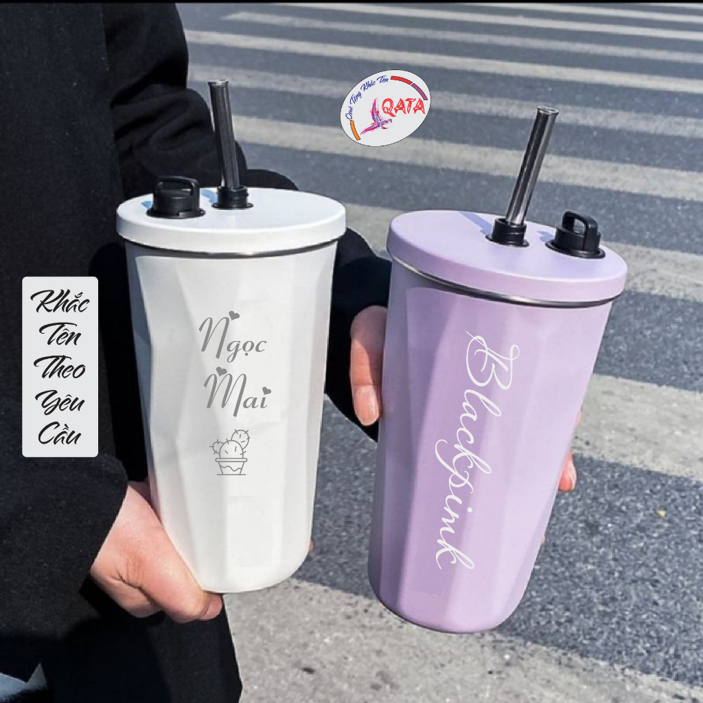 Ly giữ nhiệt phong cách Bottle 8848A thể tích 600ML ống hút đi kèm, thời trang, chống tràn, giữ lạnh lên đến 12H