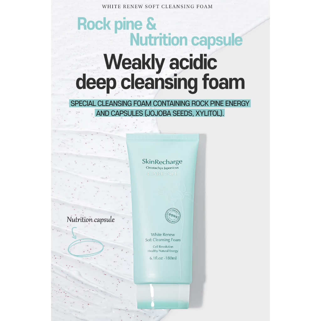 Sữa Rửa Mặt Làm Sạch, Dưỡng Sáng Da Care:nel White Renew Soft Cleansing Foam 180ml