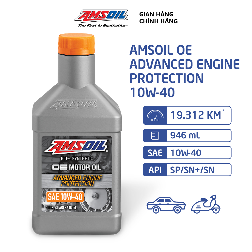 Dầu Nhớt Xe Hơi Tổng Hợp AMSOIL OE 10w40 946ml (OEHQT)