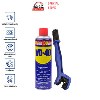Chai xịt chống sét, phá rỉ sét WD - 40 412ml và bàn chải vệ sinh sên đa năng 3D