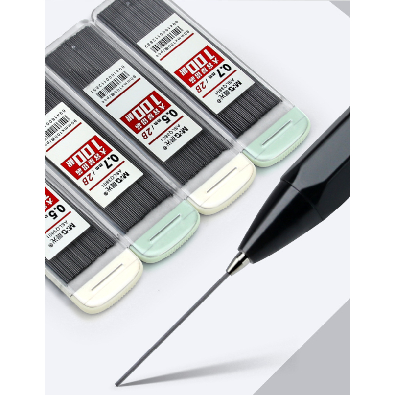 Ngòi bút chì kim 0.5mm 2B chính hãng MG hộp 100 cái chất lượng ngòi tốt cứng cáp chiều dài 90mm