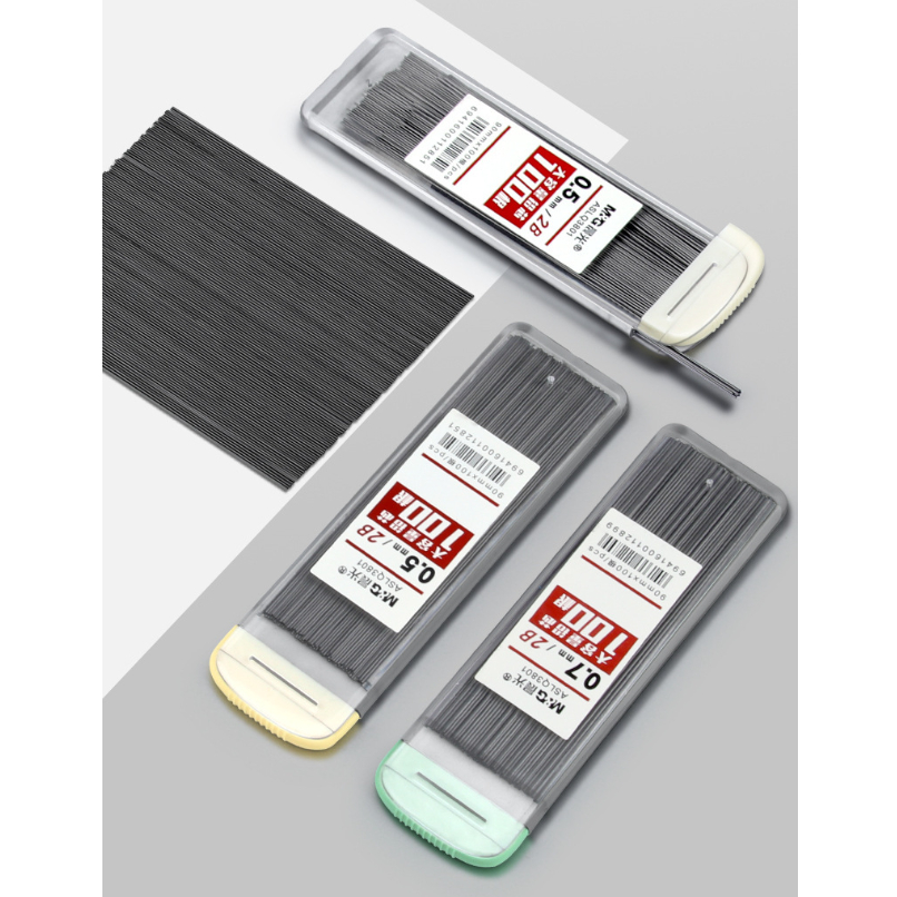 Ngòi bút chì kim 0.5mm 2B chính hãng MG hộp 100 cái chất lượng ngòi tốt cứng cáp chiều dài 90mm