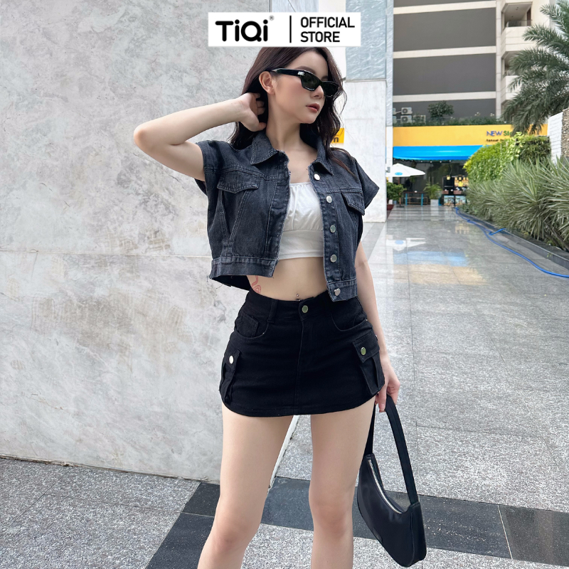 Áo khoác jean nữ tay ngắn croptop TiQi Jeans K-289