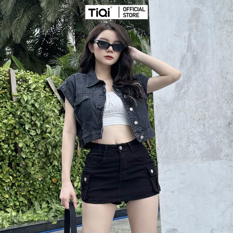 Áo khoác jean nữ tay ngắn croptop TiQi Jeans K-289