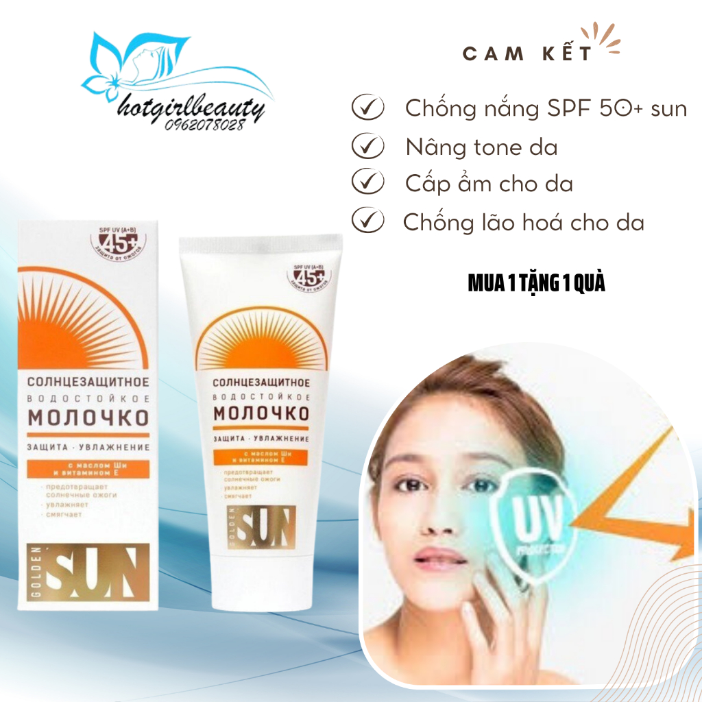Chống nắng Golden Sun kem chống nắng trắng da mặt body nâng tone trắng da bảo vệ da SPF 50+PA++++ [Tặng - máy]