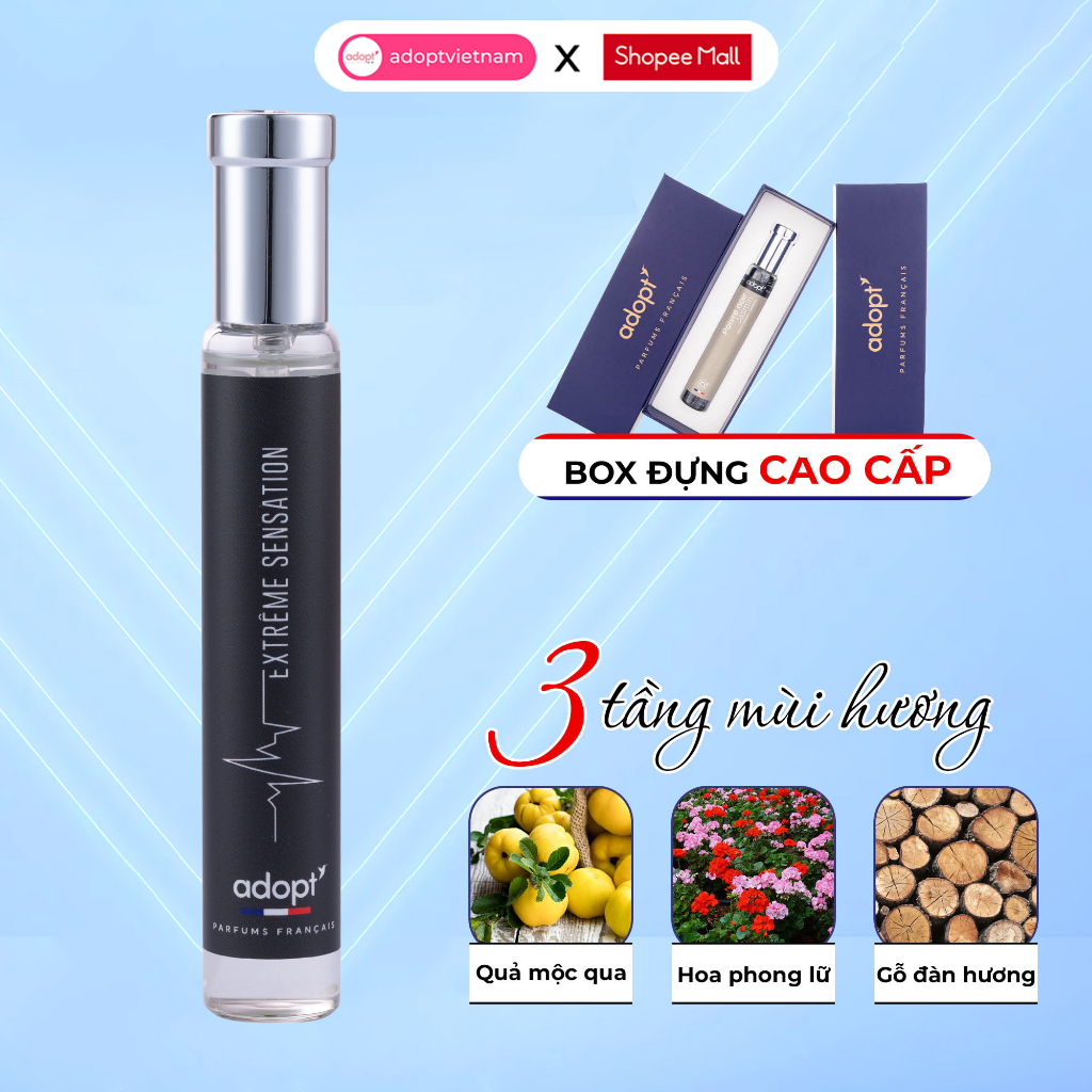 Nước hoa nam Adopt Extreme Sensation tinh dầu thơm chính hãng Pháp lưu hương tới 12 tiếng nét phong trần ấm áp nam tính