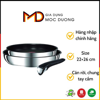Bộ chảo Tefal Ingenio Preference 22 + 26cm chung tay cầm, bên ngoài inox, bên trong chống dính