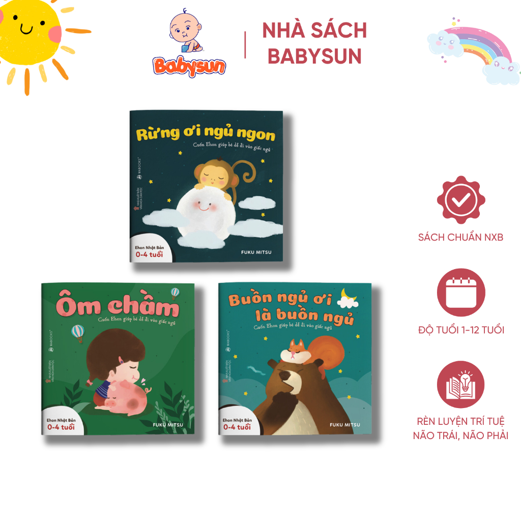 Sách Ehon - Combo 3 Cuốn Buồn Ngủ Ơi Là Buồn Ngủ - Dành Cho Trẻ Từ 0 Đến 4 Tuổi