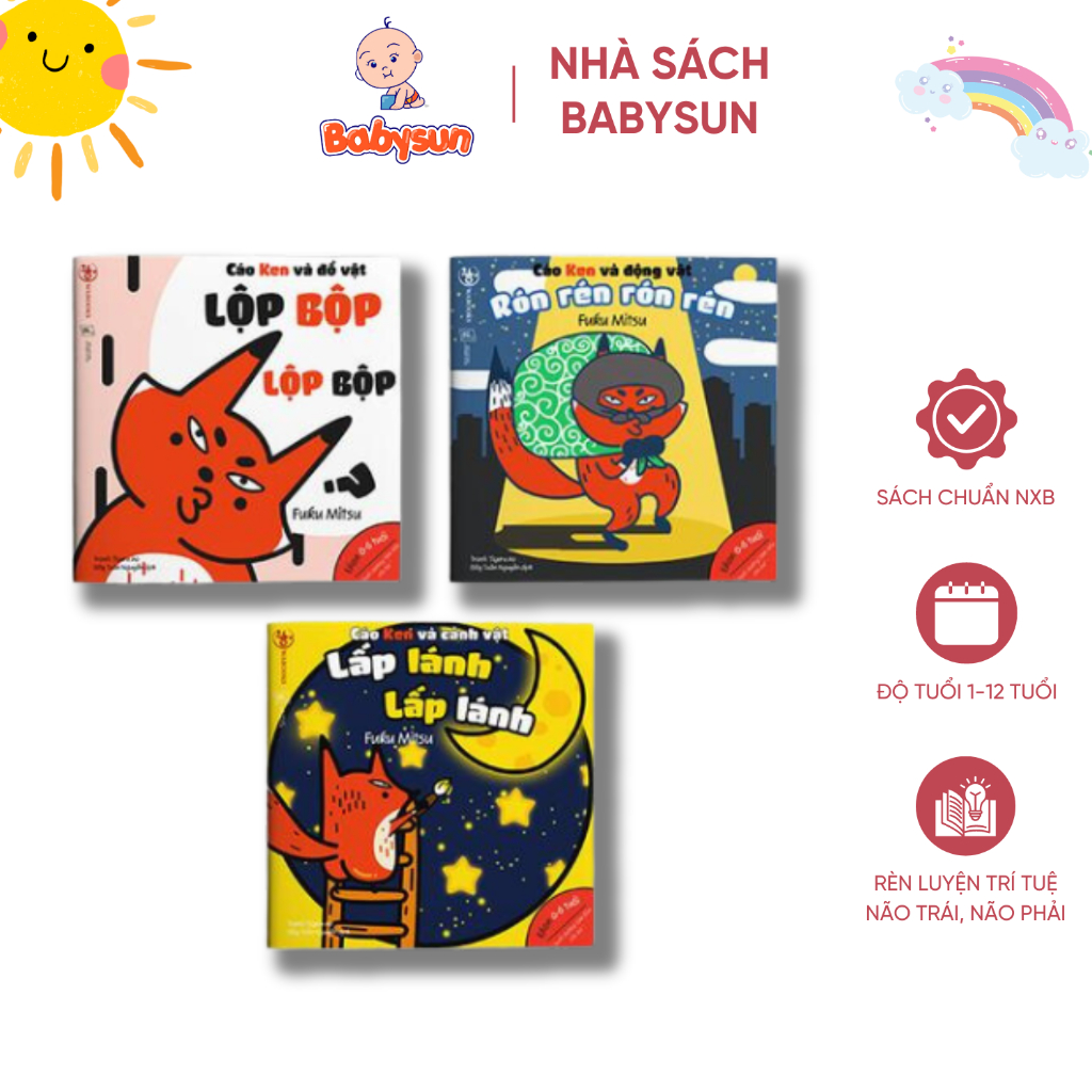 Sách Ehon - Combo 3 Cuốn Âm Thanh Cáo Ken - Dành Cho Trẻ Từ 0 Đến 6 Tuổi