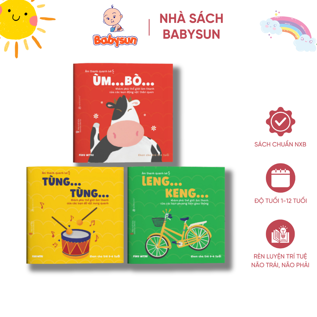 Sách Ehon - Combo 3 Cuốn Âm Thanh Quanh Bé - Dành Cho Trẻ Từ 0 Đến 6 Tuổi