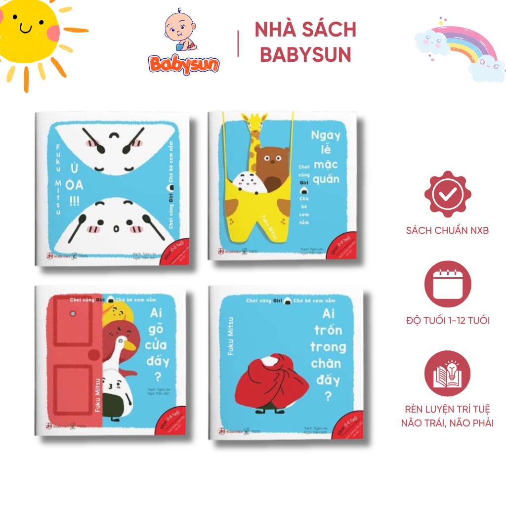 Sách Ehon Nhật Bản - Combo 4 Cuốn Chơi Cùng Giri Chú Bé Cơm Nắm Phần 2- Rèn Luyện Tư Duy Cho Bé Từ 0 Đến 6 Tuổi