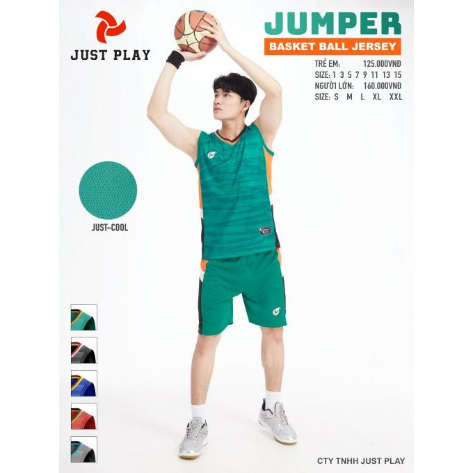 Bộ quần áo bóng rổ nam Jumper, Đồ bóng rổ sát nách chất vải đẹp thoát ẩm cho bé tôt khi vận động nhiều màu đầy đủ size