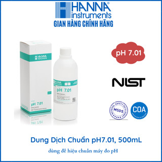 DUNG DỊCH CHUẨN NIST pH7.01 ĐỂ KIỂM TRA/HIỆU CHUẨN LẠI BẤT KỲ MÁY ĐO pH, 500ML, HANNA HI7007L KÈM CHỨNG NHẬN COA, MSDS