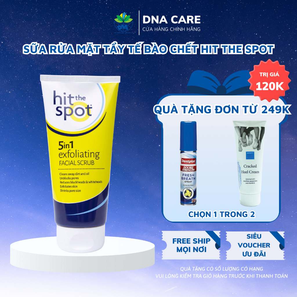 Sữa Rửa Mặt Ngừa Mụn, Tẩy Tế Bào Chết Hit The Spot 5 Trong 1 Tuýp 150Ml