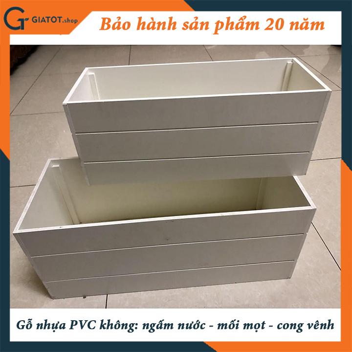 (50X25X25cm) Chậu gỗ nhựa ngoài trời composite kẻ chỉ, mẫu mới