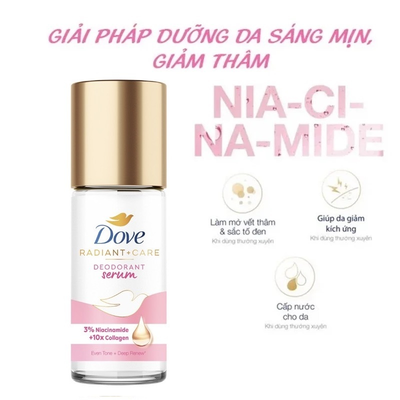 Lăn Khử Mùi Tinh Chất Serum Dưỡng Ẩm, Sáng Da, Mờ Thâm Vùng Da Dưới Cánh Tay Dove NIA .