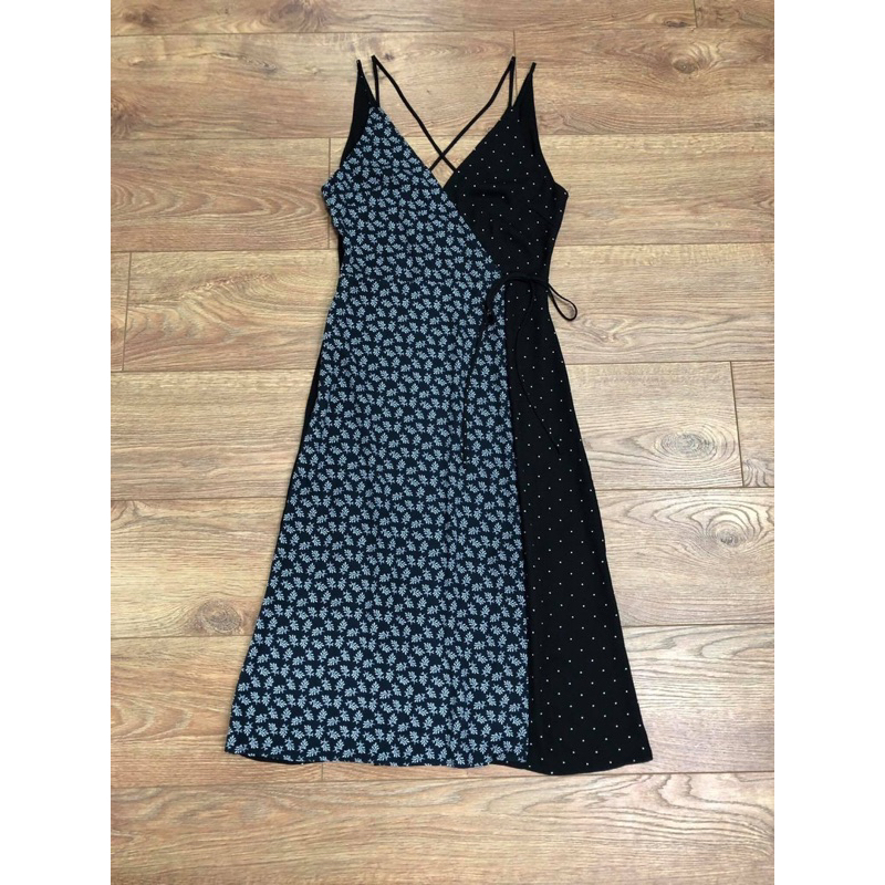 Đầm voal 2 dây phối hoa