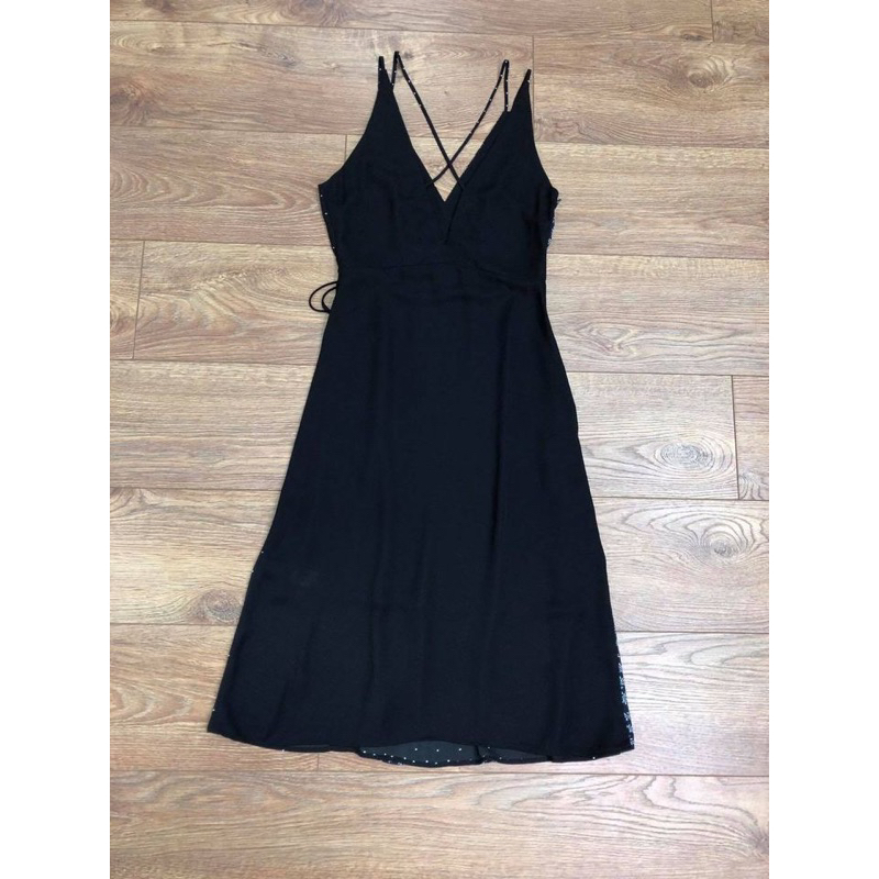 Đầm voal 2 dây phối hoa